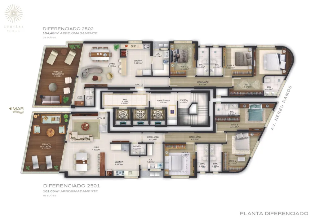 Apartamento 3 quartos para venda no bairro Centro em Itapema